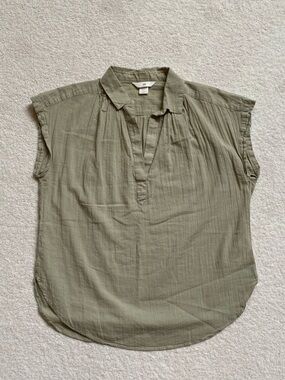 H&M Olive Green Sleeveless Tunic - 100% Cotton, Airy, Summer - Size S